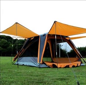 3-4 Persons Orange Portable Outdoor Waterproof Camping Hiking Family Tent *