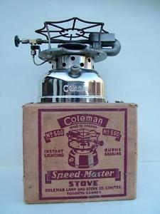 1938 vintage boxed Coleman No.500 Speed - Master Gasolene Pressure Stove. Canada