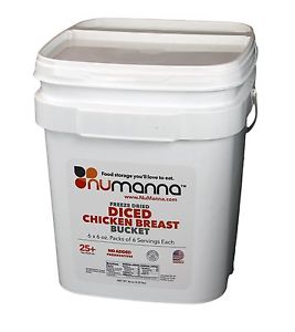 NuManna Seasoned Diced Chicken Breast Bucket 36 Meals - Emergency Survival Fo...