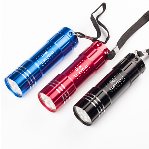 Taschenlampe LED mit Gravur Aluminium Schlüsselanhänger Logo Druck Werbung