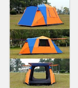 3-4 Persons Orange Outdoor Waterproof Camping Hiking Double Lining Tent *