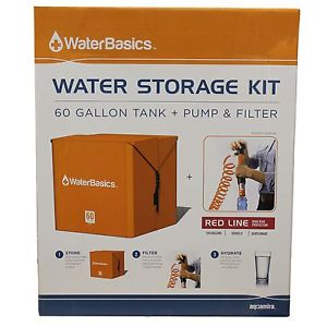 New! Aquamira WaterBasics Water Storage Kit 60 Gallon with Filter 67260