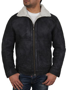 Brandslock Homme 100% Peau Mouton Véritable Cuir Vintage Veste De Vol