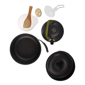 5X (Aluminum Oxide Camp Pot Set Hiking Backpacking Cookout Picnic Cookware Te F6