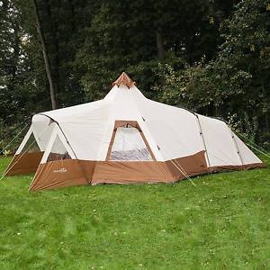 Skandika Navaho 5 Person Man Tipi Teepee Tent Sewn-in Groundsheet Mesh Brown New