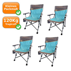 Luxus 4 Campingstühle + Getränkehalter + Flaschenöffner Gartenstühle Balkonstuhl