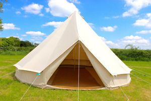 Large 5m Family 100% Cotton Canvas Bell Tent With Zig Zipped In Ground Sheet