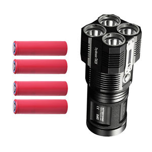 Nitecore TM28 6000 Lumen Rechargeable Flashlight w/4x Panasonic/Sanyo Batteries