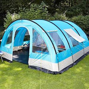 skandika Helsinki 6 Personen Familienzelt Tunnel Moskitonetze blau Neu