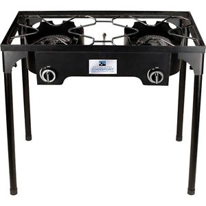 Outdoor Propane Deep Fryer Camping Stove Cast Iron Burner Stand Double Cooking