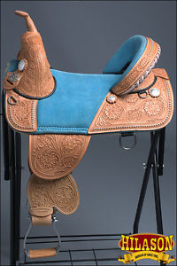 TW201BZ-A CLASSIC HILASON TREELESS WESTERN TRAIL BARREL RACING LEATHER SADDLE 16