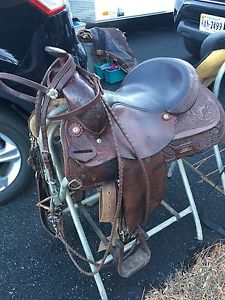Circle Y Park & Trail Saddle 16" With Breast Collar  Headstall & Reins  1995