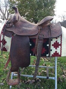 Nice Vintage E C Gillispie Roping Ranch Saddle Trail Colt