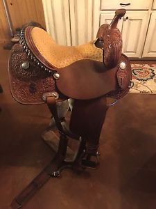 14.5 Inch Flex Tree Barrel Racing, Trail Saddle Ostrich Seat