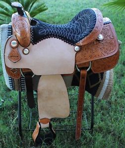 Horse Western Barrel Show Pleasure LEATHER SADDLE Bridle  50DCC3