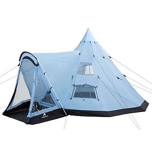 CampFeuer® Tipi Zelt Wigwam Indianerzelt Familienzelt 3000 Wassersäule Hellblau