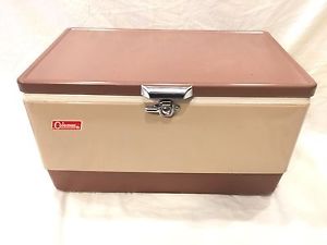 Coleman Butternut Cooler With Tray And Bottle Openers Rare Vintage Twist Lock