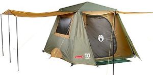 New Coleman Instant 6 Person Gold Rear Door Two Poles Tent Full Fly Family Tents