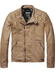 Scotch & Soda Motociclista Giacca di pelle S–L XL sabbia