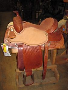 TEX TAN BROWN WESTERN SADDLE ROPER 15.5