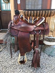 16"Courts Ranch Roping Saddle - Tooled- Smooth Seat- Nice