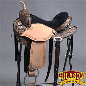 TT205DBRO HILASON WESTERN FLEX TREE BARREL RACING TRAIL RIDING HORSE SADDLE 17"