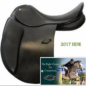 Premium BLACK Dressage Saddle 18" W HDR Henri De Rivel Buffalo Leather Flocked!