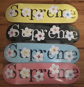 SUPREME FLOWER YOU BEEN HIT LOGO SKATE DECK SET OF 4 DEADSTOCK IN HAND NOW