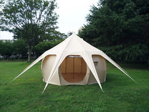 Durable Beige Pumpkin Tent Canvas 4m Bell Tent Family Camping Tent for Outdoor
