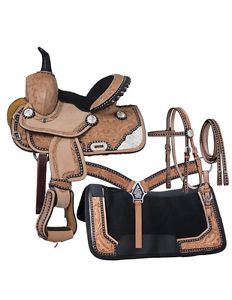 Tough-1 Western Saddle Accents Mini Package 8" Tan/Black 9SR26084P