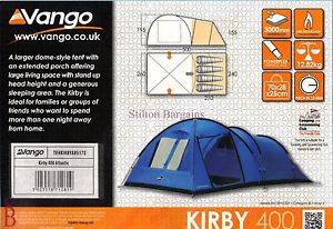 Vango Kirby 400 4 Man Family Tent + Free LED Pegs - BNIP - person family berth