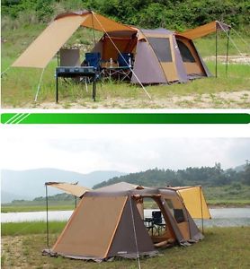 5-6 Persons Outdoor Waterproof Camping Hiking Yellow Family Three Lining Tent *