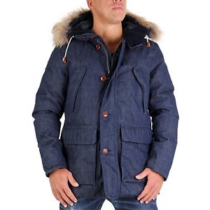 MUSEO Jeans Uomo Parka Giacca a vento giacca Blu marino MU19387 Taglia L