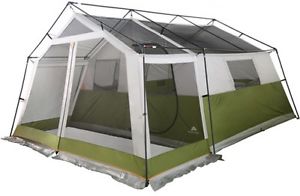 8-Person Large Family Cabin Tent With Screen Porch Outdoor Hiking Camping Green