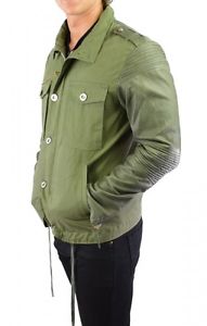 Diesel Lading Giacca In Pelle Uomo verde 5DS giacca di pelle originali nuove