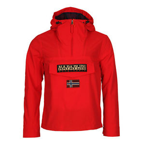 Nuovo Da Uomo Napapijri Foresta Pluviale Giacca - Estate Rosso Brillante