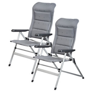 Camping Garden Terrace Chair 2 Camping chairs High rest Garden chair grey