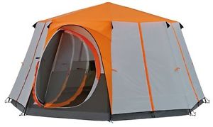 Octagon 8 Man Tent Coleman Orange Luxury Camping Festival Family Glamping Hiking