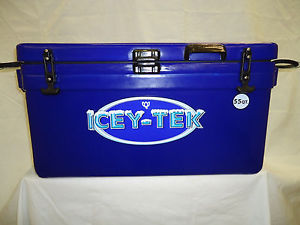 **CLEARANCE SALE** 55 Qt PREMIUM Icey -Tek Long Box Cooler. Blue FAST FREE SHIP