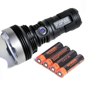 MANKER MK35 1.42KM 2550LM Cree XHP35 HI LED Torch + 4x 3400mAh 18650 Batteries