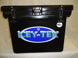 **CLEARANCE SALE** 40 Qt PREMIUM Icey -Tek   Cube Box Cooler. Black FAST SHIP