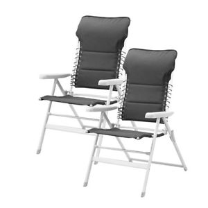 Camping Terrasse Jardin Chaise 2 Chaises de Camping anthracite Haute dos