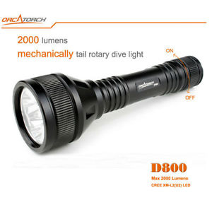 ORCATORCH D800 3xCREE XM-L2(U2) Tail Rotary Diving LED Flashlight