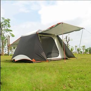 3-4 Persons Grey Outdoor Waterproof Camping Hiking Family Double Lining Tent *