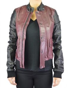 Diesel Blackgold Lapul giacca di pelle Donna Lilla/Nero 60AA originale