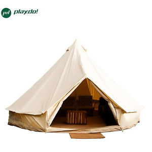 4M Beige Bell Tent Waterproof Cotton Canvas Family Camping Outdoor Beach