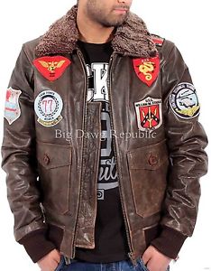 Aviatrix Uomini Ragazzi Wills US Pilota Stile aviatore Pelle Anticata Bomber