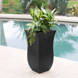 Black 16 x 16 inch Modern Outdoor Indoor Polyethylene Patio Planter - 30-inch Ta