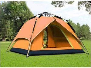 Orange 3-4 Persons POP UP 1'S Family Outdoor Waterproof Camping Hiking Tent #