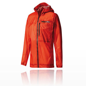 Adidas Agravic Mens Orange Waterproof Zip Outdoor Hoody Hooded Jacket Top